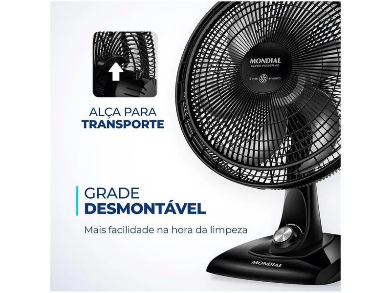 Ventilador Mondial Super Power 40cm 6 Pas 3 Velocidades 140W - 110V